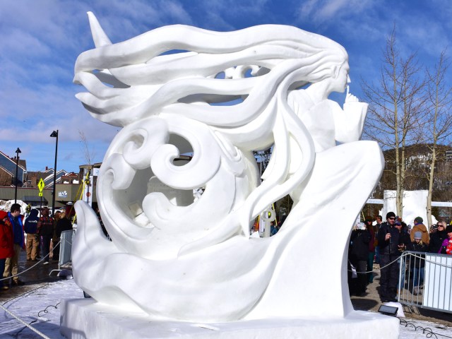 Ice sculpture at the International Snow Sculpture Championships in Breckenridge, Colorado
