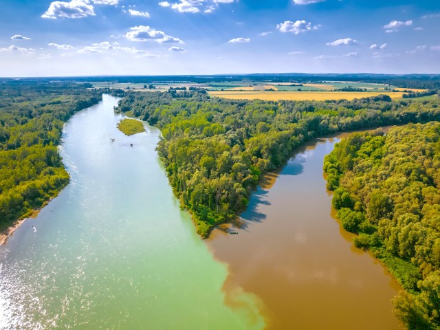 Aerial view of the Amazon River in South America