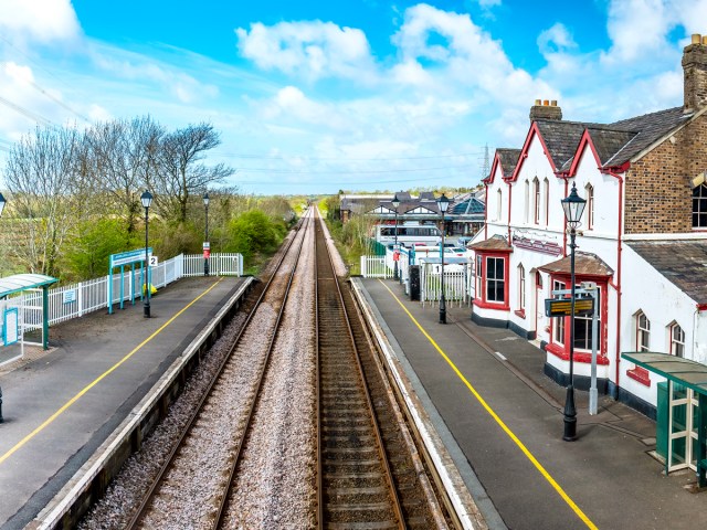 Train station in Welsh village of Llanfairpwllgwyngyllgogerychwyrndrobwllllantysiliogogogoch