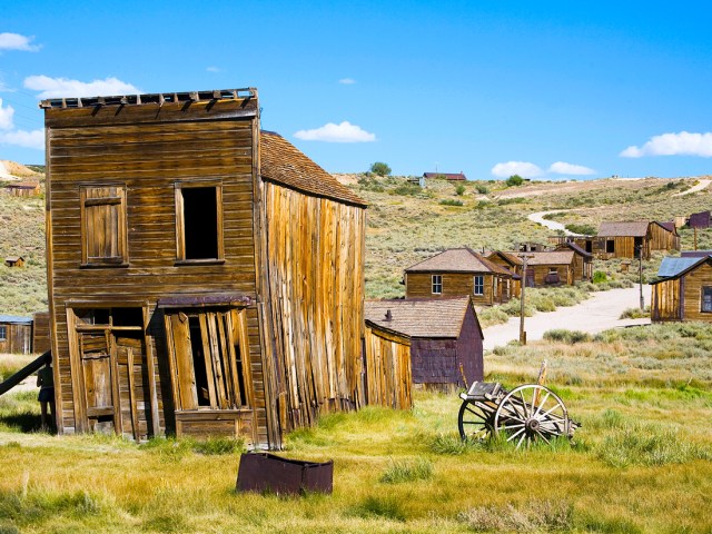 Abandoned buildings in ghost town of Bodie, California