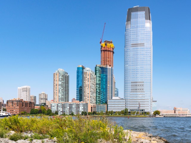 Skyscrapers along Hudson River in Jersey City, New Jersey