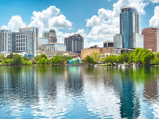 Lake Eola and downtown Orlando skyline