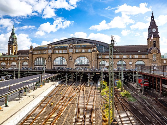 Rail tracks leading to Hamburg Hauptbahnhof station in Germany