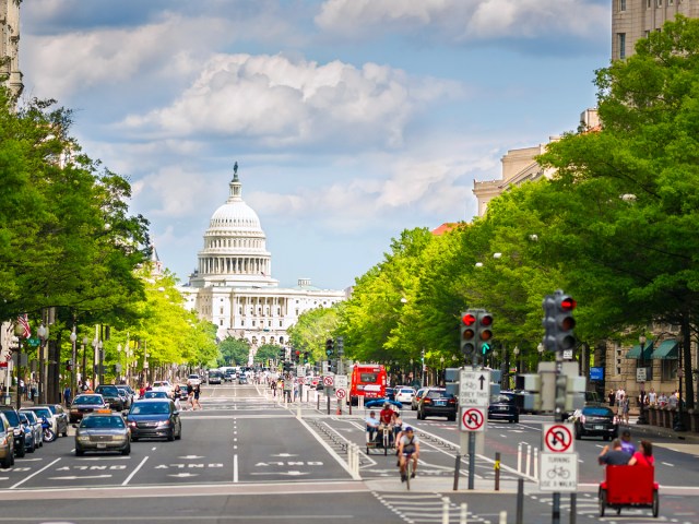 Street leading toward U.S. Capitol Building in Washington, D.C.