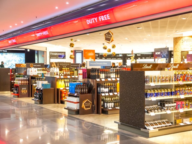 Duty-free store inside airport terminal