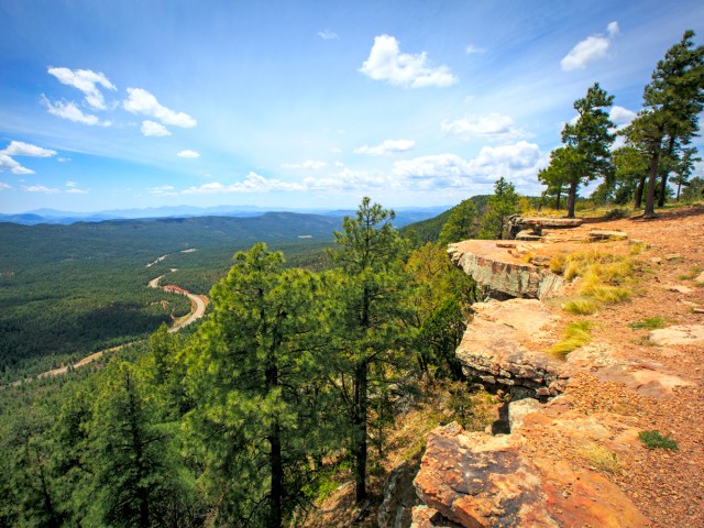 View from edge of Mogollon Rim overlooking Tonto National Forest in Arizona