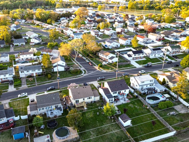 Residential neighborhood seen from above