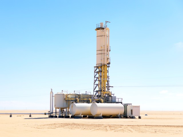 Water tanks of the Great Man-Made River in Libyan desert
