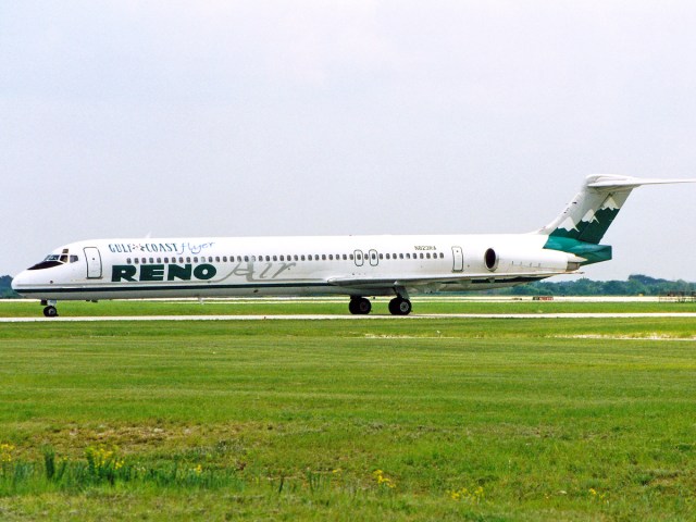 Reno Air MD-80 taxiing at airport