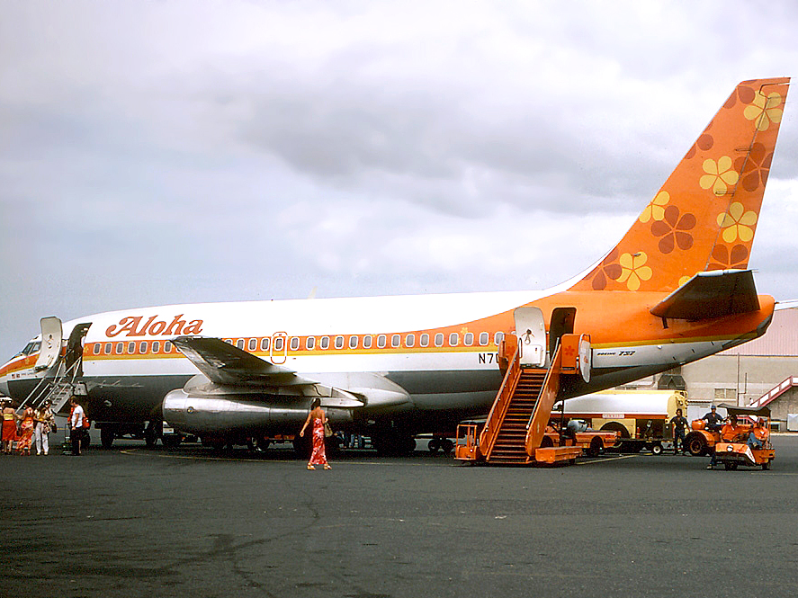 Aloha Airlines Boeing 737-200 with airstairs on tarmac