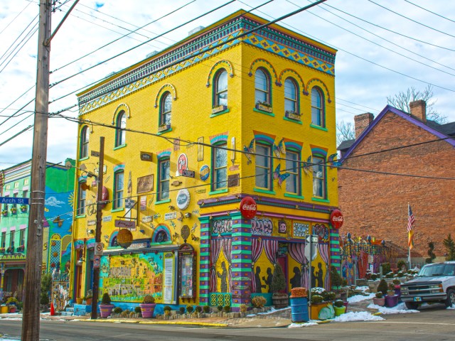 Brightly painted exterior of Randyland in Pittsburgh, Pennsylvania