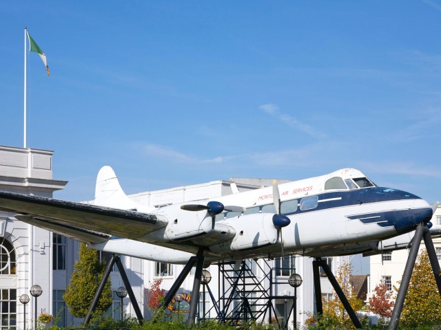 Vintage aircraft on display at Croydon Airport Visitor Centre in London, England