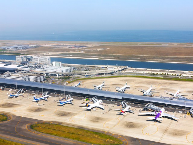 Kansai International Airport in Osaka, Japan, seen from above