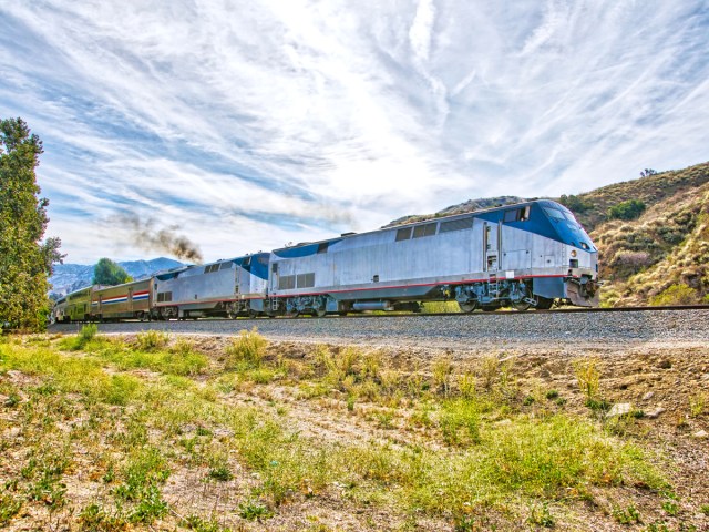 Amtrak train en route from Los Angeles to Seattle