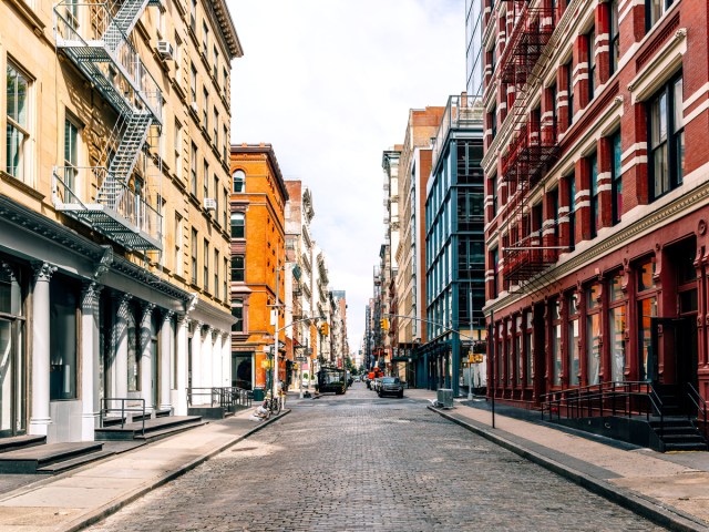 Empty street in SoHo neighborhood of New York City