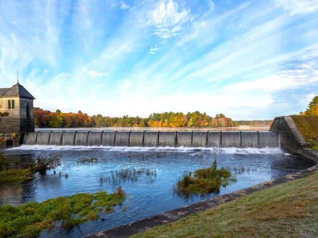 Damn in river in Framingham, Massachusetts