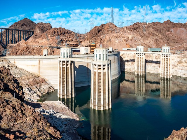 Hoover Dam, located on the border of Arizona and Nevada