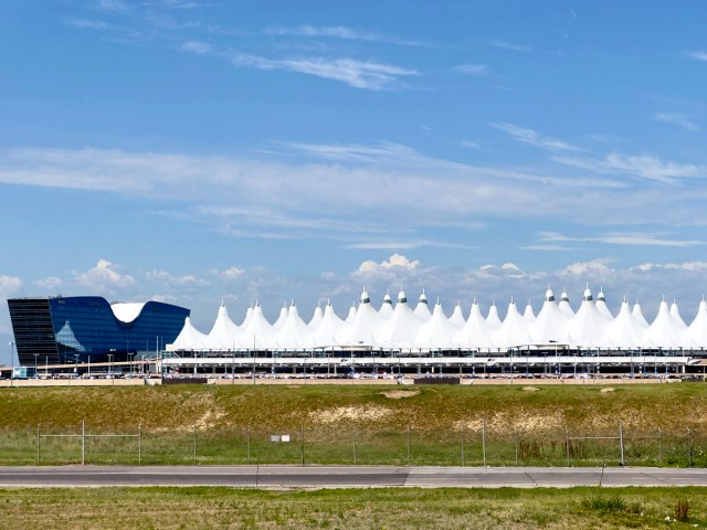 Terminal building at Denver International Airport seen from afar