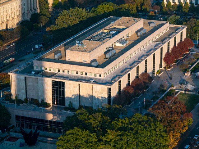 Aerial view of the National Museum of American History in Washington, D.C.