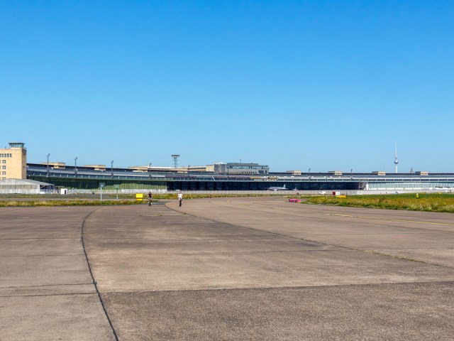 Empty tarmac at Tempelhof Field in Berlin, Germany