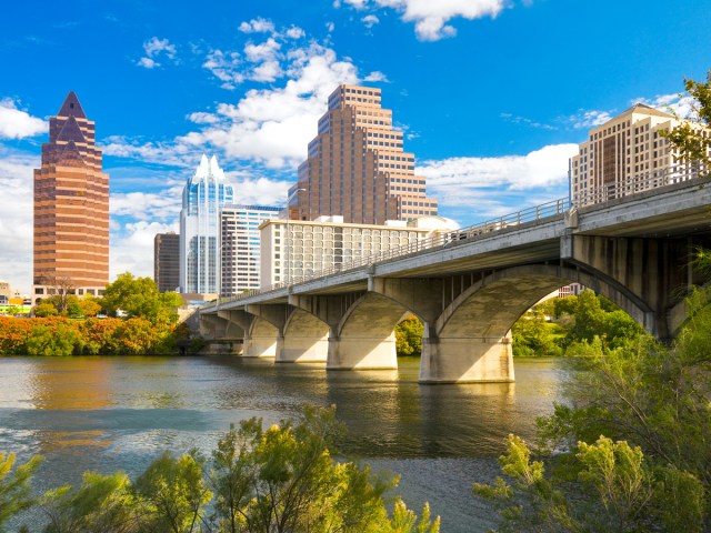 Congress Avenue Bridge with Austin skyline in background