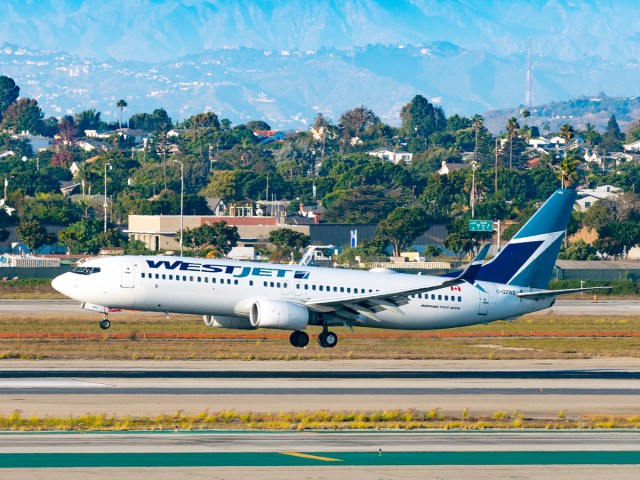 WestJet Boeing 737-800 landing at Los Angeles International Airport