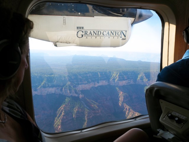 View of Grand Canyon outside window of Grand Canyon Airlines aircraft