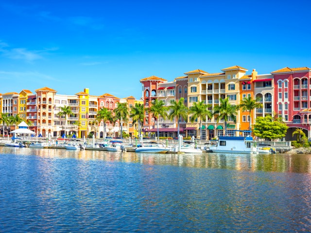 Docks and waterfront residences in Naples, Florida