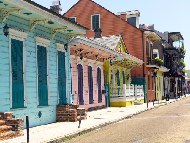 Colorful Creole cottages in New Orleans, Louisiana