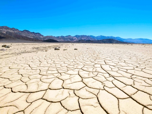 Cracked salt landscape of Death Valley, California