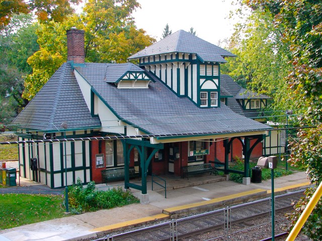 Train station in Mt. Airy neighborhoods of Philadelphia, Pennsylvania