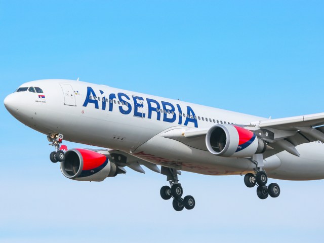 Air Serbia Airbus A330 descending for landing