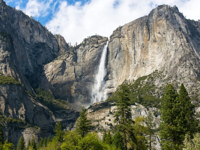 View of Yosemite Falls in springtime