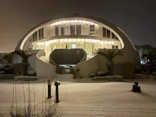 Exterior of Dome of a Home in Pensacola Beach, Florida, lit at night