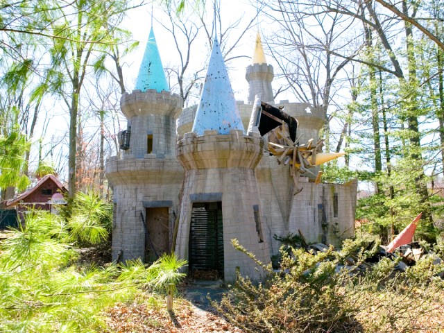 Abandoned castle attraction from the Enchanted Forest amusement park in Maryland