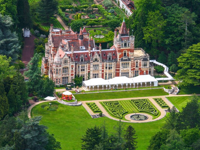 Aerial view of Friar Park in Henley-on-Thames, England