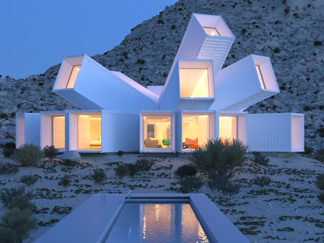 Rendering of the The Starburst House in Joshua Tree, California 