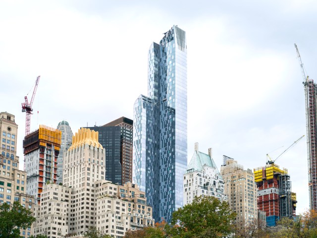 New York City's Central Park Tower surrounded by other skyscrapers