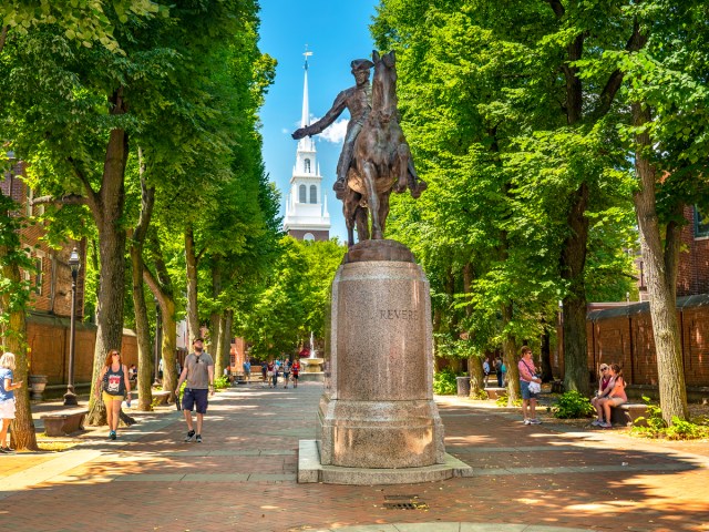 Statue of Paul Revere along the Boston Freedom Trail in Massachusetts