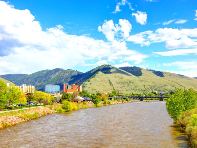 Clark Fork River flowing through Missoula, Montana