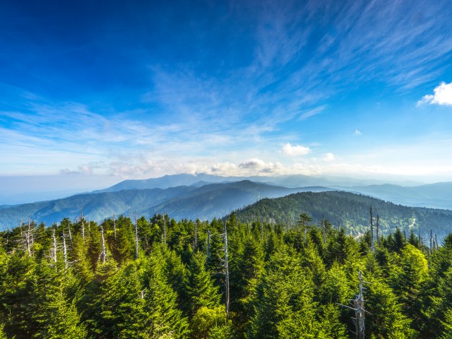 Mountain landscape of Great Smoky Mountains National Park in Tennessee 