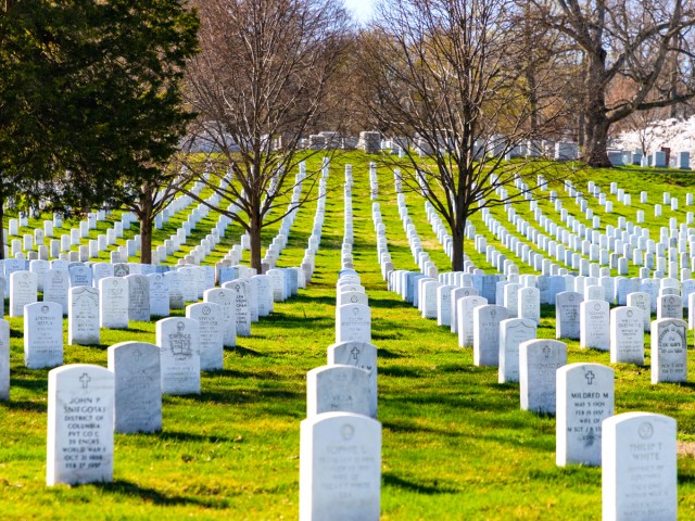 Rows of tombstones at Arlington National Cemetery in Virginia