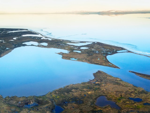 Aerial view of Iliamna Lake in Alaska