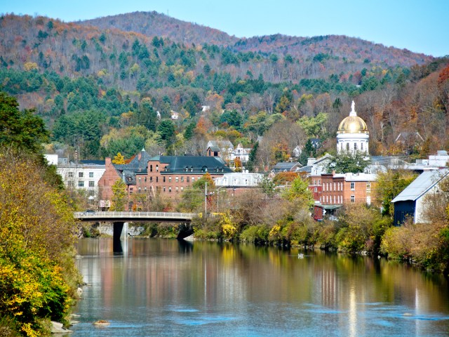 Winooski River flowing through Montpelier, Vermont