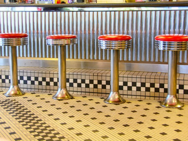 Barstools at diner counter