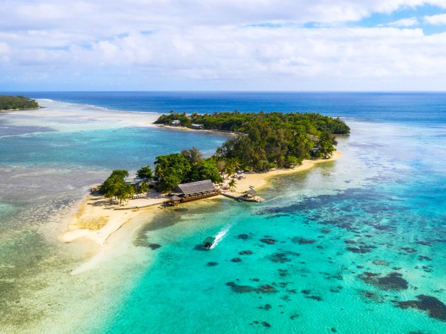 Aerial view of small island in the nation of Vanuatu