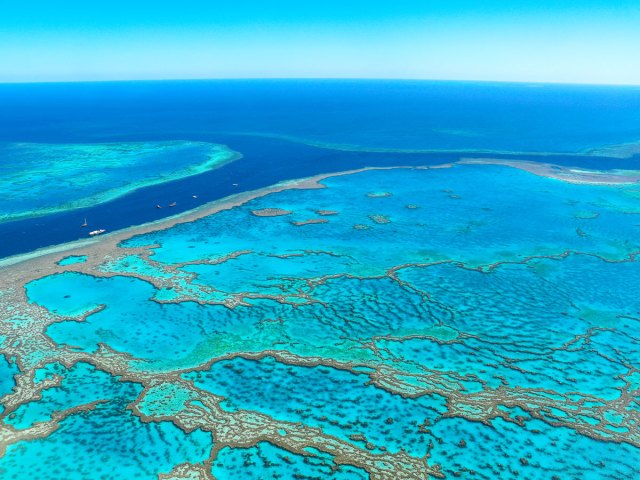 Aerial view of the Great Barrier Reef in Australia