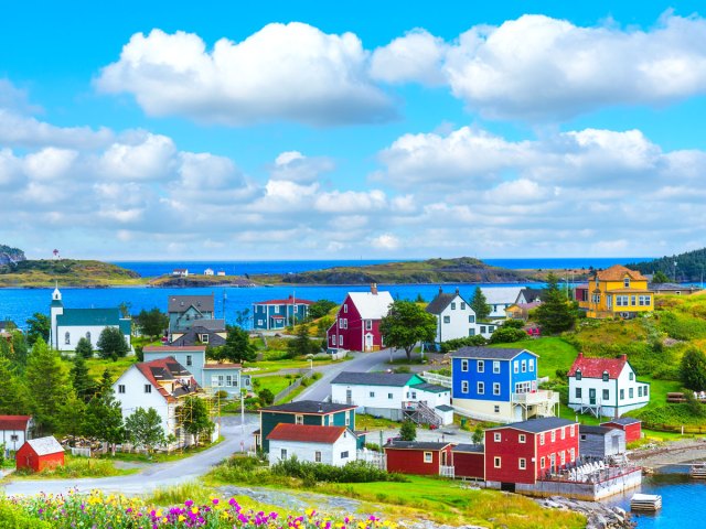 Colorful waterfront homes in Newfoundland and Labrador, Canada