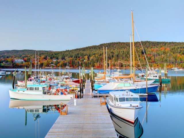 Northeast Harbor on Mount Deseret Island in Maine