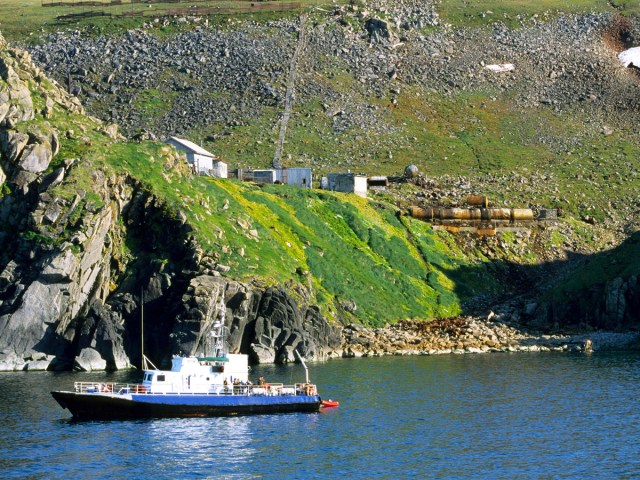 Ship off the coast of Big Diomede, Russia